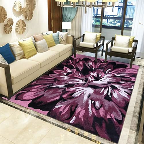 Kunsen Rugs Teppich Teenager Mädchen Wohnzimmerteppich Dunkelrot Abstrakter Großer Blumenteppich Schlafzimmer rutschfest Xcm Bettvorleger rutschfest Rot