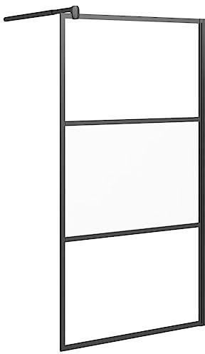 vidaXL Parete Doccia Walk in 100x195cm Vetro Semi Smerigliato ESG Nero