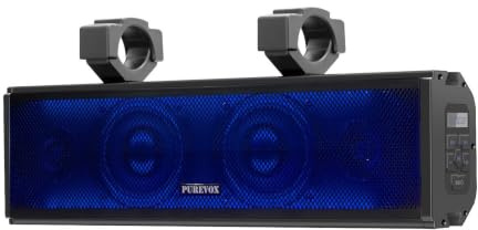 purevox UTV Sound Bar 17 Inch 4-Speaker ATV SoundBar UTV Sound System SXS Speakers Waterproof Bluetooth Connectivity with Multicolor LED Lighting for UTV ATV Golf Cart Marine Boat
