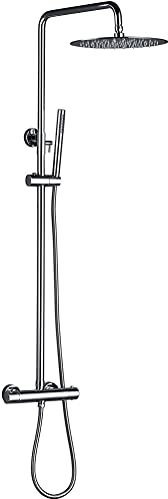 Set miscelatore termostatico per doccia, colonna doccia a parete multifunzione per montaggio a parete, rubinetto per bagno con deviatore soffione a pioggia, set per sistema doccia in ottone massiccio