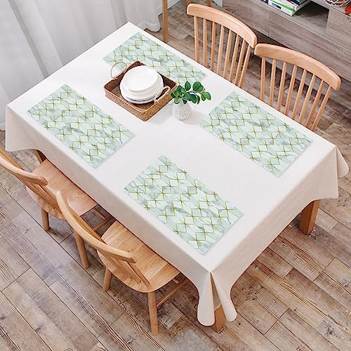 Set di 4 tovagliette all'americana,Modello di mattonelle della stella del mosaico di marmo di lusso,Antiscivolo, lavabili, in PVC, resistenti al calore, ideali per la cucina e la tavola