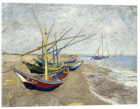 Posterlounge Fischerboote am Strand von Les Saintes-Marie-de-la-Mer Acrylglasbild von Vincent van Gogh 40 x 30 cm Wandbilder Wanddeko
