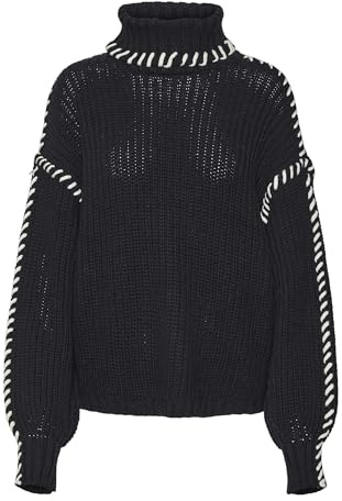 VERO MODA Stickad tröja för kvinnor, VMNEWCREAM tröja, svart, M