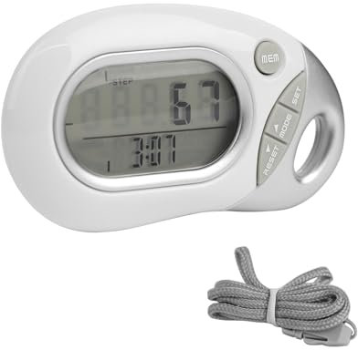 YUNYODA Contapassi digitale, contapassi 3D, con clip e grande display, semplice contapassi per fitness tracker, portatile, mini contatore elettronico per camminare, attività di corsa, bianco