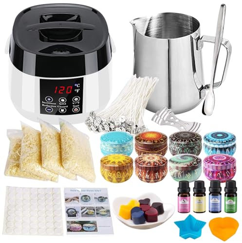 BritPick Electric Candle Making Kit with Melting Pot, DIY Wax Melt Making Kit with 480g Soy Wax, for Adults & Beginners, Candle Making Supplies