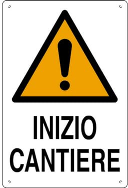 10PZ CARTELLO SEGNALETICO INIZIO CANTIERE cm. 40x60