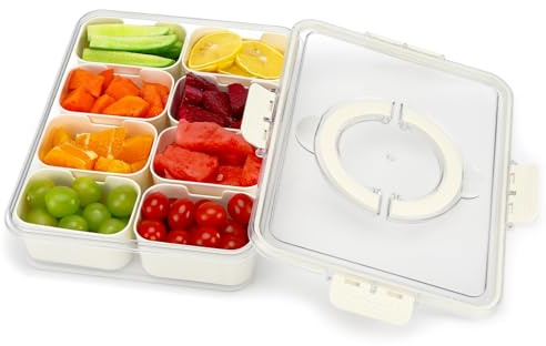 Snackbox Mit FäChern Snackteller Mit Deckel Snackbox Kinder, Snackboxen Zur Aufbewahrung Von SüßIgkeiten, NüSsen, Keksen, FrüChten Und SüßIgkeiten, Geeignet FüR Picknicks und Familientreffen (1)