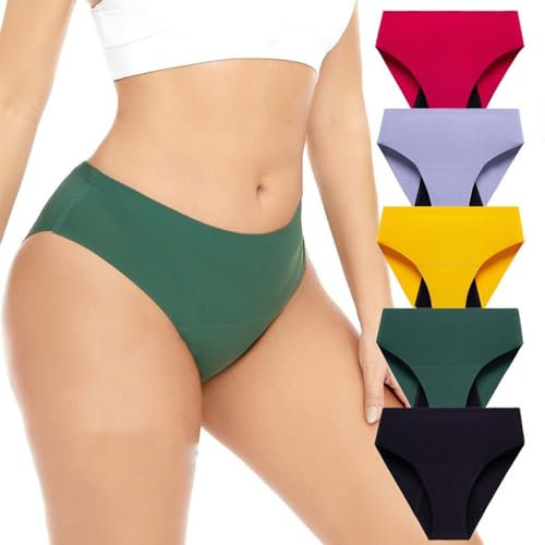 Perioden Unterwäsche Damen 50ML Starke Strömungsabsorption Menstruation Unterhosen Postpartum Slips Inkontinenz Schutzhosen & Unterwäsche 5er Pack(Size:XL)