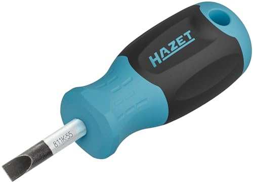 HAZET Schraubendreher 811K-55, Schlitz Profil, SW 1 x 5,5 mm, Rundklinge | Abtrieb Schlitz Profil, Klinge mattverchromt, Spitze brüniert, 38 g, Klingenbreite 5.5 mm, Klingenhöhe 1 mm