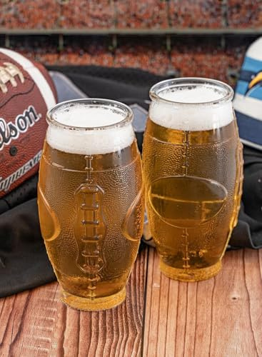 G-Sports Football Glas 2-er Set für Footballfans Geschenk Super Bowl, fühlbare Naht, 625 ml Fassungsvolumen passend zur NFL XFL Trinkgläser American Football Gameday Highlight