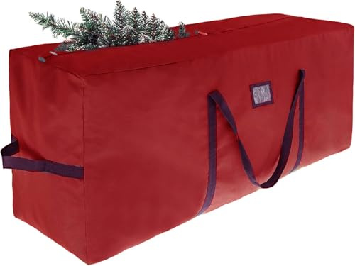 Weihnachtsbaum Aufbewahrungstasche, für Künstliche Bäume innerhalb 220 cm, Weihnachtsbaumtasche mit ReißVerschluss, 600D Oxford-Gewebe, Wasserdichte Tasche für Christbaum Tannenbaum, 122x38x51cm Rot