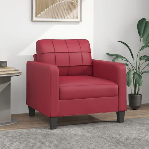 IKAYAA Kleine Couch, Küchensofa, Lounge Sessel, Wohnzimmer Sofa, Kleine Sofa, Sessel Weinrot 60 cm Kunstleder