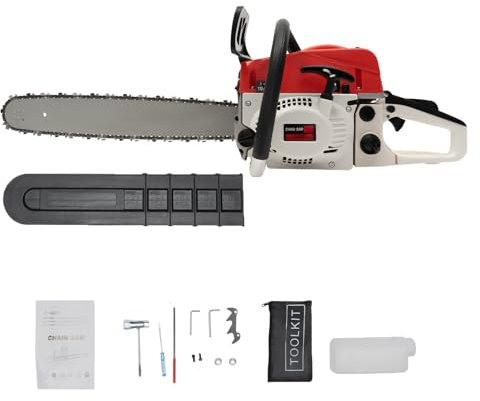 CCAUUB Motosega a benzina da 2000 W, 20 a gas, 52 CC, 2 tempi, a benzina, 7500 rpm, per tagliare legno, a gas, raffreddato ad aria, set di motosega a catena per foresta, potatura dell'albero