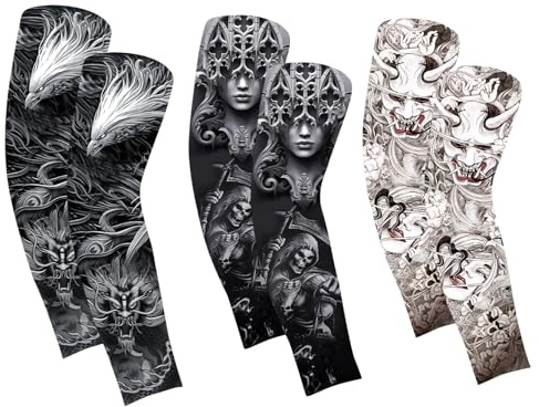 GUTERTOP 6 manicotti per tatuaggi da gioco, da uomo, da donna, a maniche lunghe, sottili, estivi, invernali, per pallamano, basket, sport, XL, Nero , konventionell