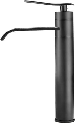 Rubinetto per lavandino del bagno Cascata Grigio Rubinetto a cascata per lavabo da appoggio alto caldo o freddo Compatibile con lavandino del bagno 1 foro, Grigio, Rubinetto per lavandino della cucina