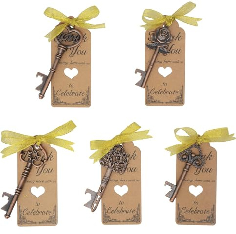 100 Stück Vintage Schlüssel Flaschenöffner Hochzeit Geschenk Set-Kupfer | Party Geschenk Set mit Danke Karten für Gäste,Tischdeko,Geburtstag,Hochzeitsgeschenk,Gastgeschenke Zubehör