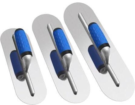 Bamberg 3PCS Stainless Steel Pool Trowel Set (16inch/14inch/12inch) Flat Concrete Finishing Trowel Tools