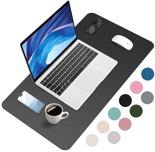 Zanfqvo Mauspad XXL 90x43cm - aus PU-Leder, wasserdicht und rutschfest - multifunktional für Büro/Home/Laptop (Schwarz)