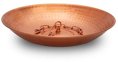 Voltogar Lavabo con catena antipioggia, bacino di ancoraggio per catena antipioggia, ciotola in metallo per grondaie pluviali, bacino antipioggia per giardino, prato e patio, diametro 28 cm, oro