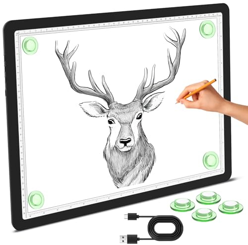 Phylosal Magnetisches A3-Lichtpad, superhelle Lichtbox mit Seitentaste, Diamant-Kunst-Lichttafel, Lightbox zum Nachzeichnen und Zeichnen, USB-Strom-Kunsthandwerk-Lichttisch zum Skizzieren, Jäten von