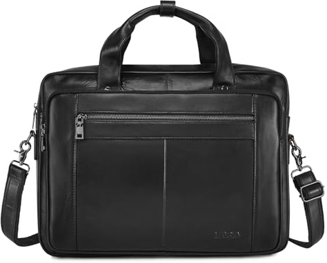 BAIGIO Herren Aktentasche Leder Laptoptasche Business Handtasche Arbeitstasche Groß Umhängetasche Ledertasche Männer Businesstasche Schultertasche Klassische Messenger Tasche 15,6 Zoll Laptop, Schwarz