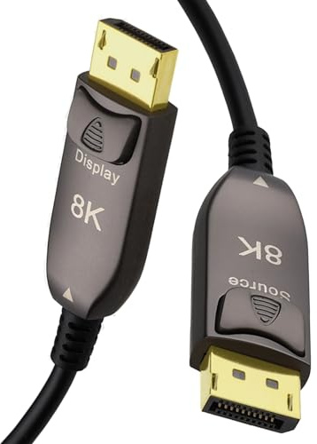 kenable Active DisplayPort 1.4 Optical Cable AOC 8K 30Hz 4K 120Hz HDR 32Gbps HBR3 Fibre Optic Male to Male 20m Black