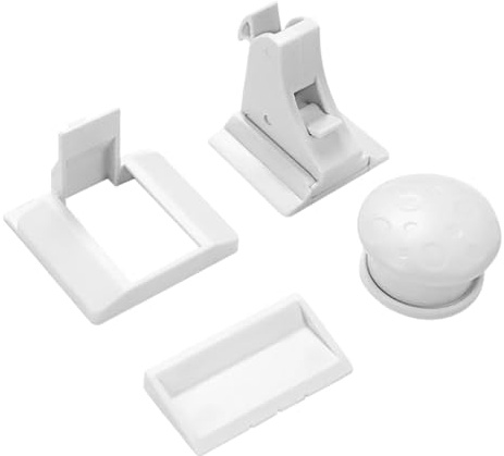 OFFIGAM Pestillo con Alarma, Cerradura Magnética de Seguridad para Armario y Puerta de Armario, Fácil de Instalar, Abs Blanco, 4 Piezas, para Niños