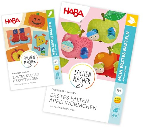 HABA Sachenmacher Set fai da te Autunno per bambini dai 3 anni in su, set da 2 pezzi, con carta, colla e apprendimento delle pieghe, ideale per progetti autunnali creativi, set da 2 pezzi, 2014003