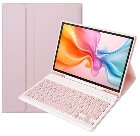 leleyo Custodia con tastiera per Samsung Galaxy Tab A11+/A9 Plus 11,rosa | cover con tastiera magnetica wireless rimovibile stand QWERTY