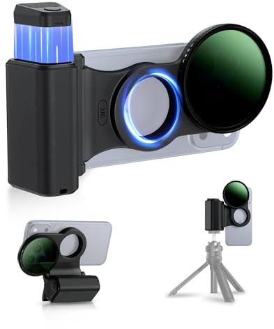 67mm Variable ND2-128 ND Filter Mount Kit with Magnetic Phone Camera Grip & EVA Storage Bag for iPhone 17 Air 16 15 14 Pro(NOT for Pro Max),Neutral Density Lens Attachment Adapter Set for Photography