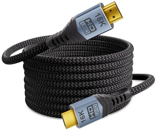 MOPOCHG HDMI 2.2 Cable, 5m - 16K 10K 8K, 96Gbps Ultra High Speed HDMI Cable 16K@60Hz,8K@240Hz,4K@480Hz eARC, HDR10+, HDCP 2.3, Dolby Vision/Atmos, for PS5 PS4, Soundbar, Gaming PC, HDTV, Monitor