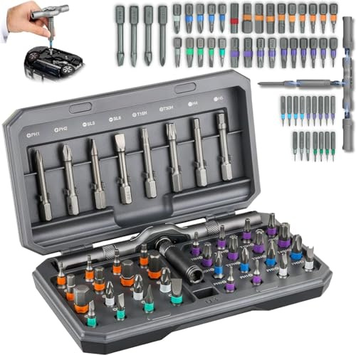42-in-1 Magnetic Screwdriver Set – Professional Ratchet Screwdriver Kit with Detachable Handle, Portable Repair Toolkit for Furniture, Computer, Bicycle & Electronics