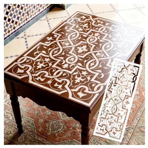 Large Furniture Stencils for Painting 35cmX105cm Moroccan Pattern | Reusable Large Stencils for Walls, For Wood Painting, Table Top Cabinet Dresser Makeover, Walls DIY Décor Home