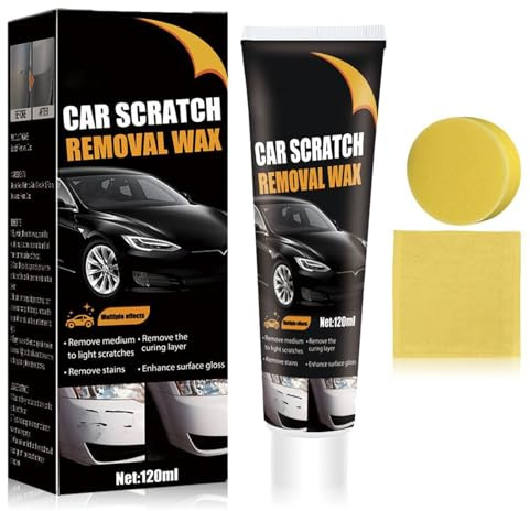 Kratzer Entferner Auto 120ml, Autokratzer Reparatur Paste, Schneller Kratzer Entferner Auto mit Schwamm & Tuch, Scratch Remover Wax & Car Scratch Repair Paste für Autolack Politur