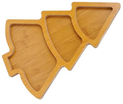 Msioytog 2 platos de madera para árbol de Navidad, eficaces platos de madera para árbol de Navidad para festivales, aperitivos y exhibición de queso, tablero de quesos festivos