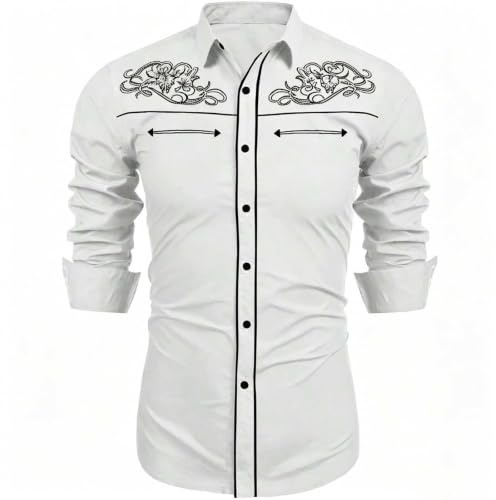 Camisa Vaquera de Estilo Western, cómoda e Informal, con Botones, Manga Larga y Bolsillos con Cierre a presión en el canesú.
