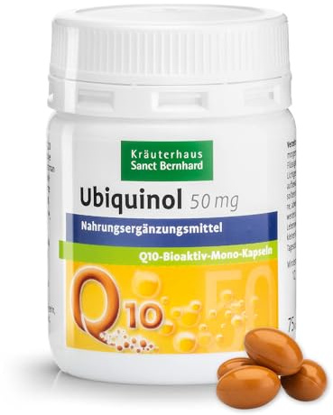Sanct Bernhard Ubiquinol 50mg Q10 Bioaktiv Mono-Kapseln, 100% natürlich, durch Hefefermentation gewonnen, chromatografisch gereinigt, in höchster Qualität (KANEKA Ubiquinol™), 75 Kapseln
