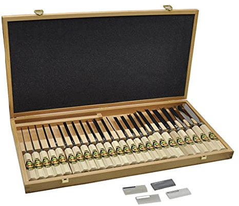 KIRSCHEN Werkzeuge 3156000 | 24-teiliger Bildhauerbeitelsatz im Holzkasten