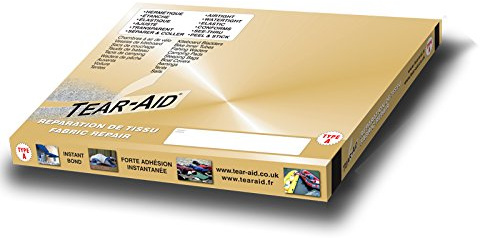 Tear-Aid Typ A – Band, 7,5 cm x 150 cm, zur Sofort-Reparatur von Löchern und Rissen in Gewebe (außer Vinyl und PVC), inkl. Packung mit 8 Reinigungstüchern