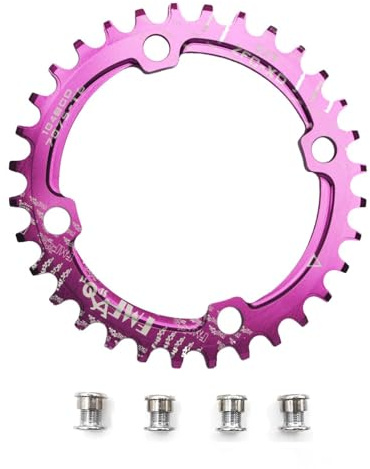 UPANBIKE Bike étroit Large Plateau de pédalier 104 BCD Forme Ronde Unique Chaîne Bague 32T 34T 36T 38T(34T,Violet)