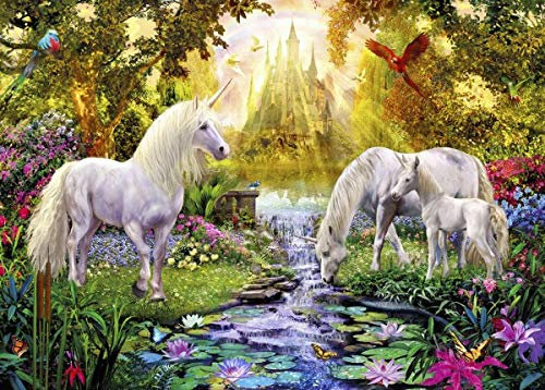 Tapeten Wandbild Hintergrundbild Fototapetebenutzerdefinierte Kinderzimmer Dekoration Tapete Schloss Wald Einhorn Pferd Tier Tapete Für Kinderzimmer Carta Da Parati, 200 * 140 Cm