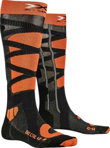 X-Socks Ski Control 4.0 Calze da sci avanzate per sciatori esperti e principianti, con filati Hi-Tech per prestazioni e sicurezza migliorate - Antracite/Arancione, 35-38