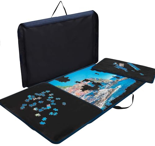 Becko US Jigsaw Puzzle Board Portable Puzzle Case Puzzle Storage Saver, Non-Slip Surface, for Up to 1000 Pieces (Black)