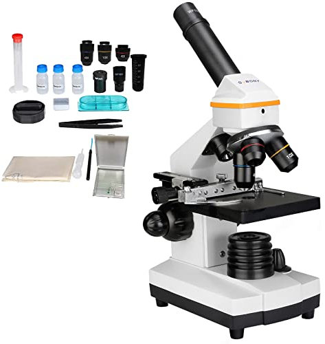 Svbony SV601 Microscopio, 80x-1600x Microscopio Biologico Fase Meccanica Illuminazione a Doppio LED, Microscopio Monoculare Composto per Bambini Studenti Adulti Scuola Casa Istruzione
