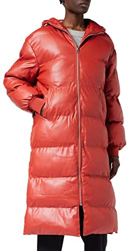 NA-KD Chaqueta larga con capucha para mujer, granate, 36