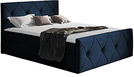 Mirjan24 Boxspringbett Nakir Lux mit 2 Bettkästen, Matratze, Topper, Stilvoll Bett mit Kopfteil, Polsterbett, Doppelbett (Mono 242, 180 x 200 cm)