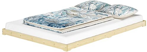 Erst-Holz®Futonbett Massivholz Extra Niedrig Fichte Geölt 140 x 200 cmohne Zubehör
