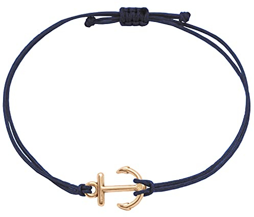Selfmade Jewelry Pulsera De Ancla, Pulsera De Macramé, Hecha A Mano Que Incluye Embalaje De Regalo, para Mujeres (Oro rosa y azul oscuro, Tamaño ajustable)