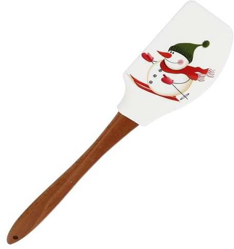 Silicone Teigschaber Weihnachten Mit Holzgriff, 31.2cm Cream Scraper Spatula Zum Glasieren Und Dekorieren Von Weihnachts- Und Neujahrskuchen Und -GebäCk
