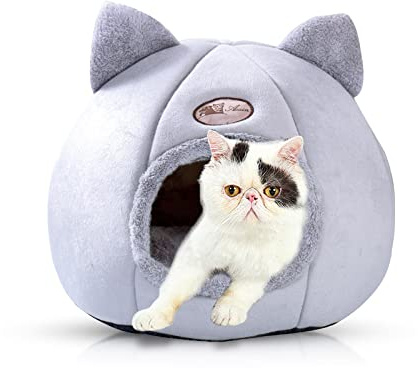 PETCUTE Katzenbett für große Katzen,Waschbar Katzenhaus Haustierhöhle Katzenkorb für Katzen und Hunde, Katzenhöhle mit Abnehmbar Innerkissen,Warme kuschelhöhle mit rutschfeste Unterseite